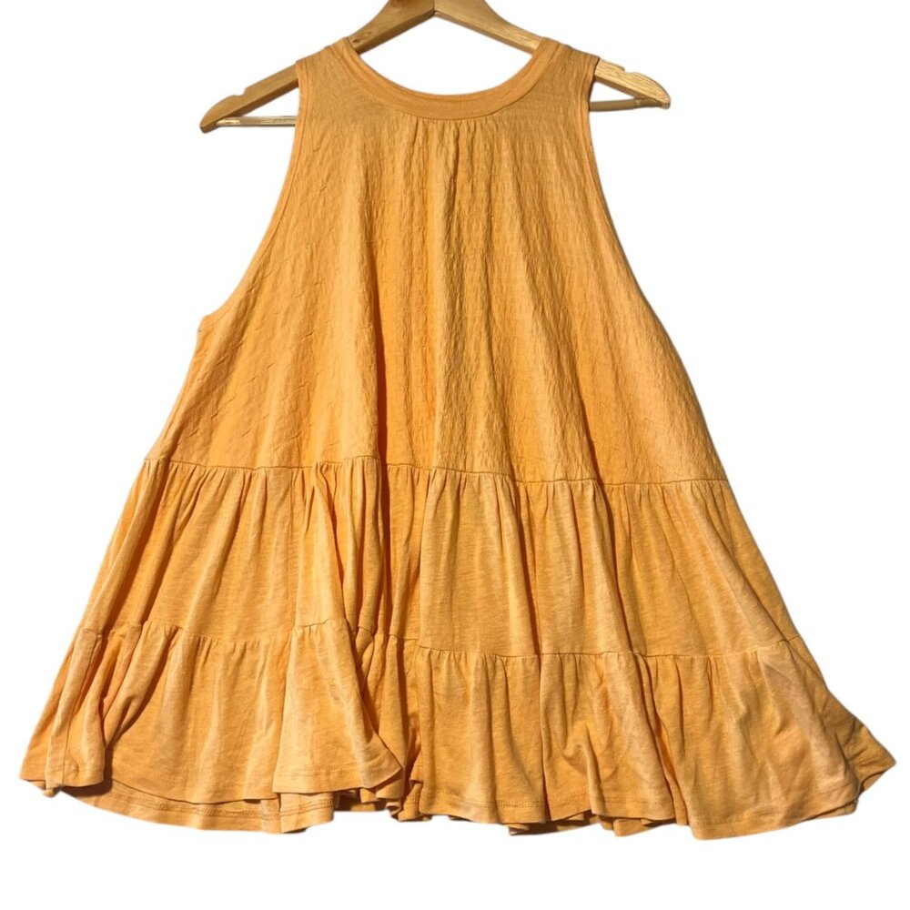 Free People Women's XS Right On Time‎ Tiered Tunic Light Orange Oversized Boho - Picture 2 of 9